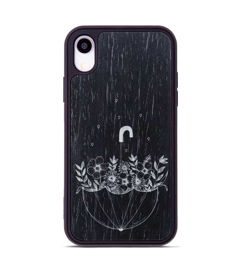 iPhone Xr Wood Phone Case - No Rain No Flowers - Ebony (Curated)