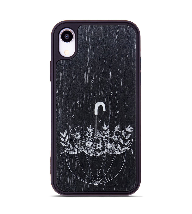 iPhone Xr Wood+Resin Phone Case - No Rain No Flowers - Ebony (Curated)