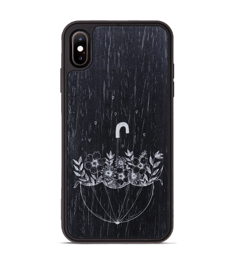 iPhone Xs Max Wood Phone Case - No Rain No Flowers - Ebony (Curated)