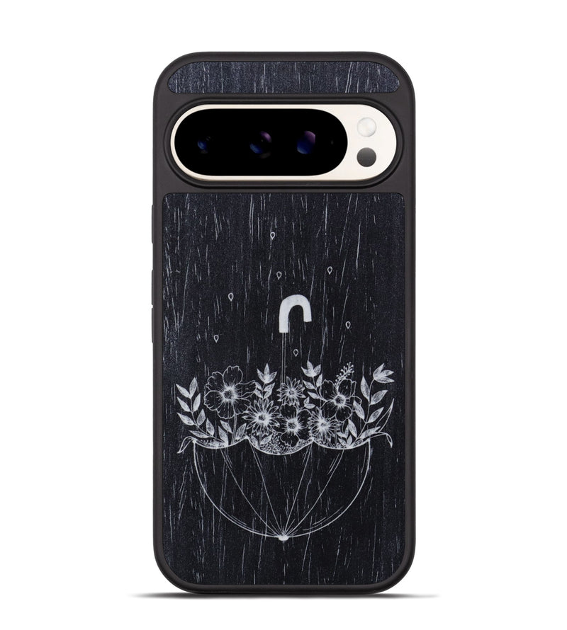 Pixel 9 Pro Wood Phone Case - No Rain No Flowers - Ebony (Curated)