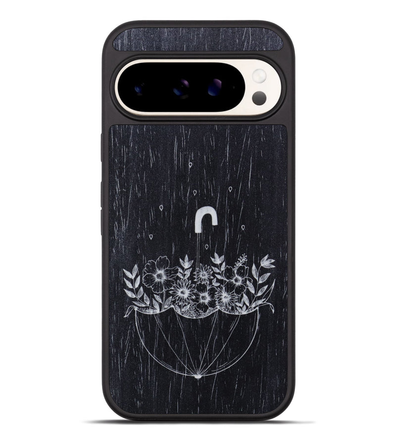 Pixel 9 Pro XL Wood Phone Case - No Rain No Flowers - Ebony (Curated)