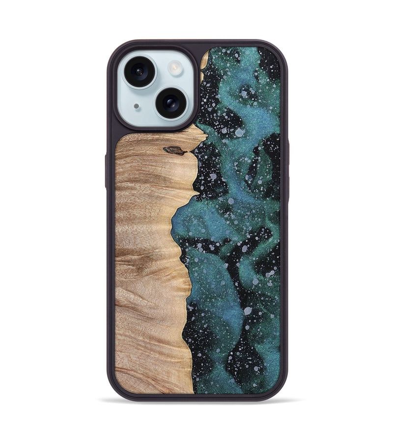 iPhone 15 Wood+Resin Phone Case - April (Cosmos, 700051)