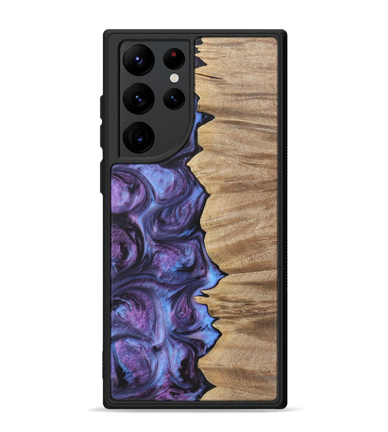 Galaxy S22 Ultra Wood+Resin Phone Case - Alvin (Purple, 700068)