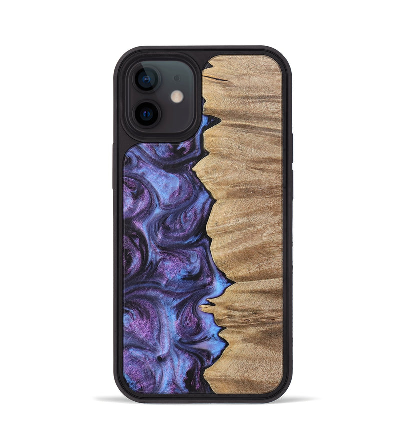 iPhone 12 Wood+Resin Phone Case - Alvin (Purple, 700068)