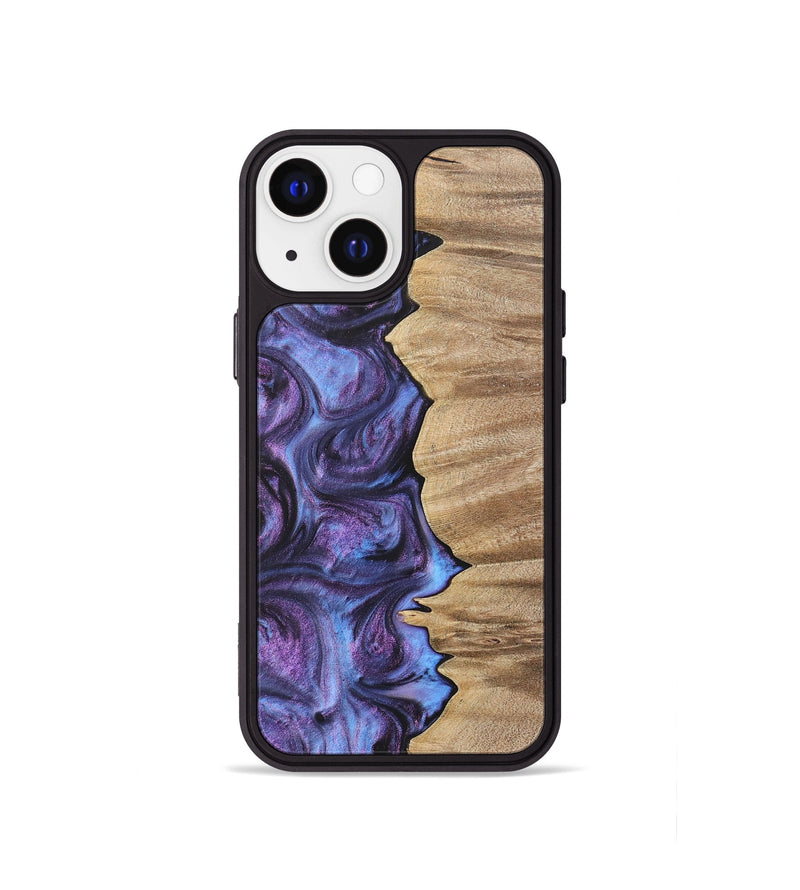 iPhone 13 mini Wood+Resin Phone Case - Alvin (Purple, 700068)