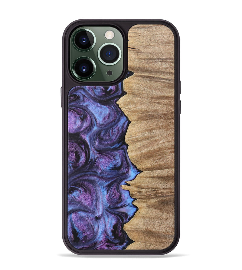 iPhone 13 Pro Max Wood+Resin Phone Case - Alvin (Purple, 700068)