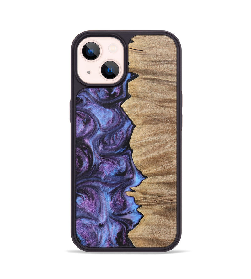 iPhone 14 Wood+Resin Phone Case - Alvin (Purple, 700068)