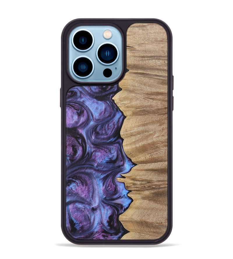 iPhone 14 Pro Max Wood+Resin Phone Case - Alvin (Purple, 700068)