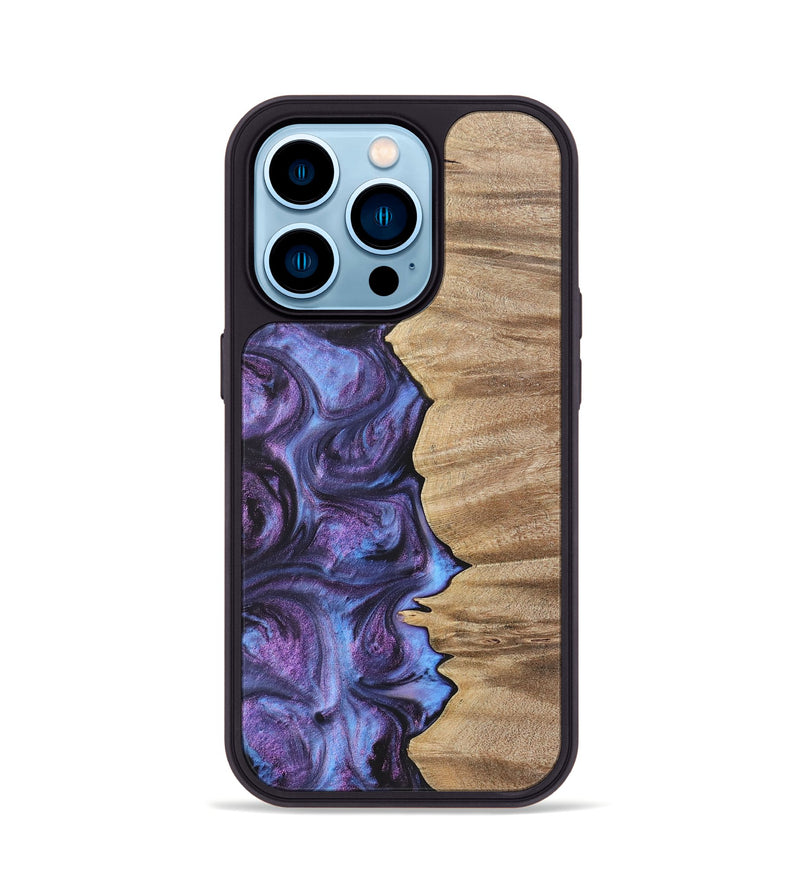 iPhone 14 Pro Wood+Resin Phone Case - Alvin (Purple, 700068)