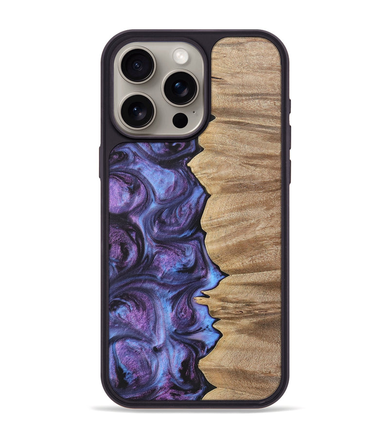 iPhone 15 Pro Max Wood+Resin Phone Case - Alvin (Purple, 700068)