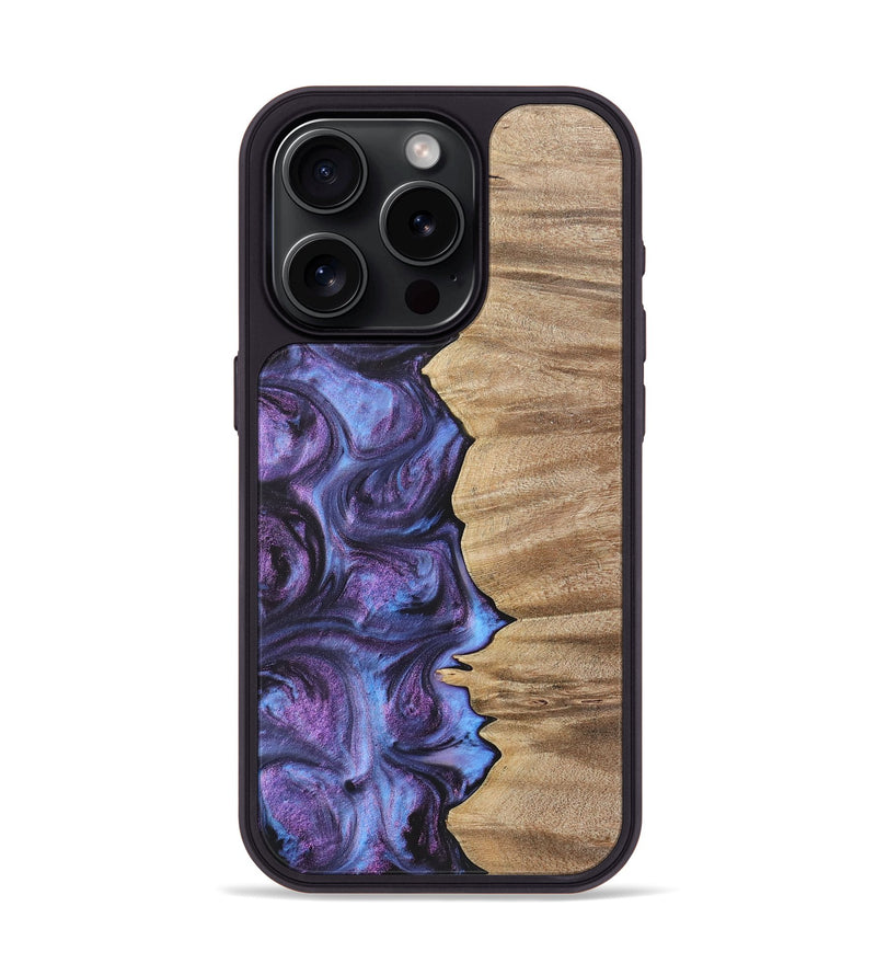iPhone 15 Pro Wood+Resin Phone Case - Alvin (Purple, 700068)