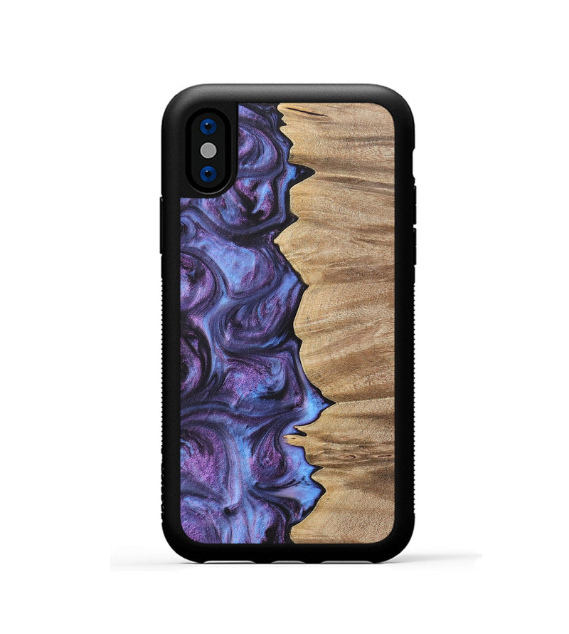 iPhone Xs Wood+Resin Phone Case - Alvin (Purple, 700068)