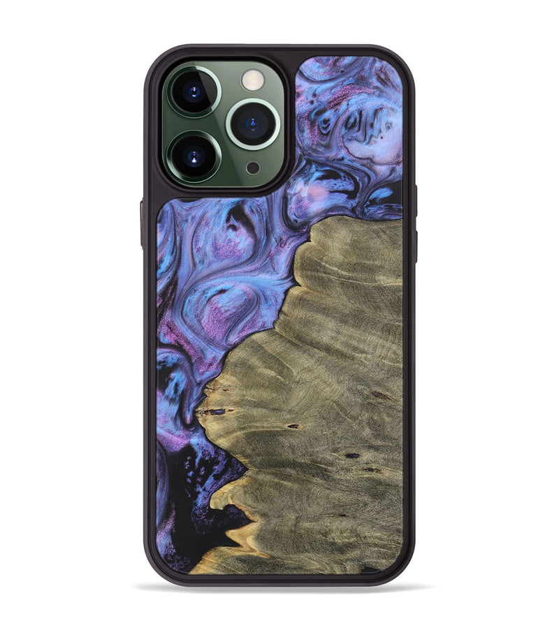 iPhone 13 Pro Max Wood+Resin Phone Case - Dena (Purple, 700069)