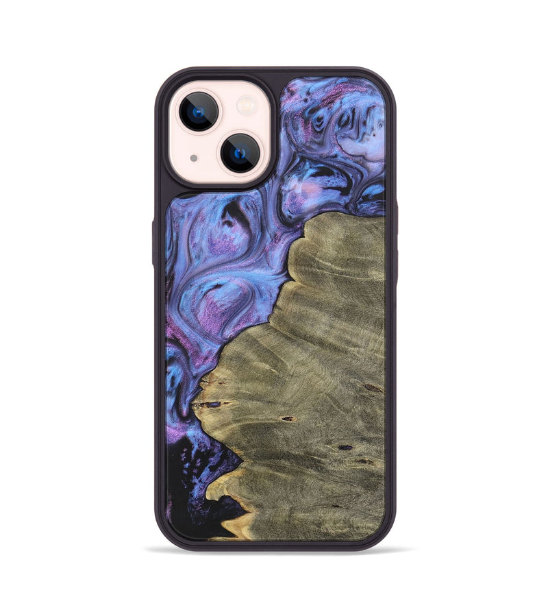 iPhone 14 Wood+Resin Phone Case - Dena (Purple, 700069)