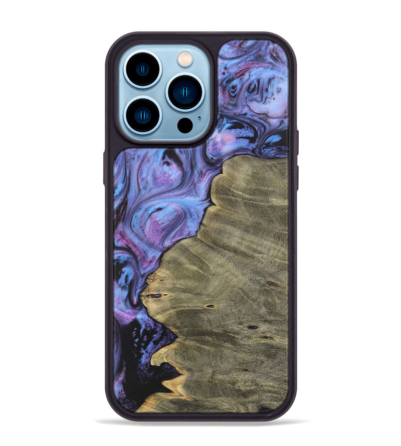 iPhone 14 Pro Max Wood+Resin Phone Case - Dena (Purple, 700069)