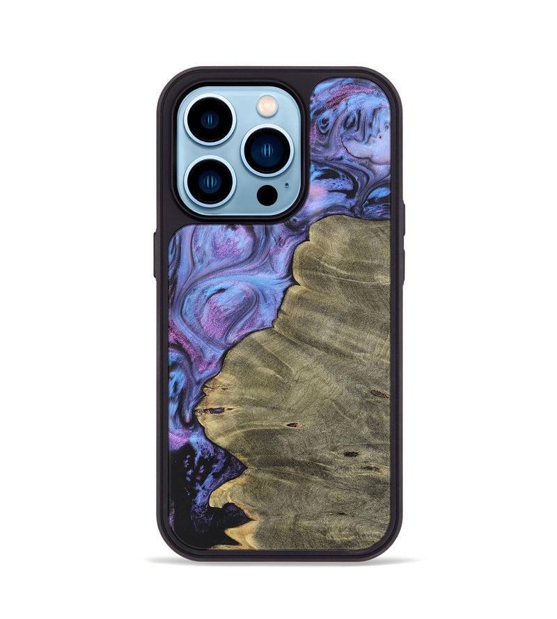 iPhone 14 Pro Wood+Resin Phone Case - Dena (Purple, 700069)