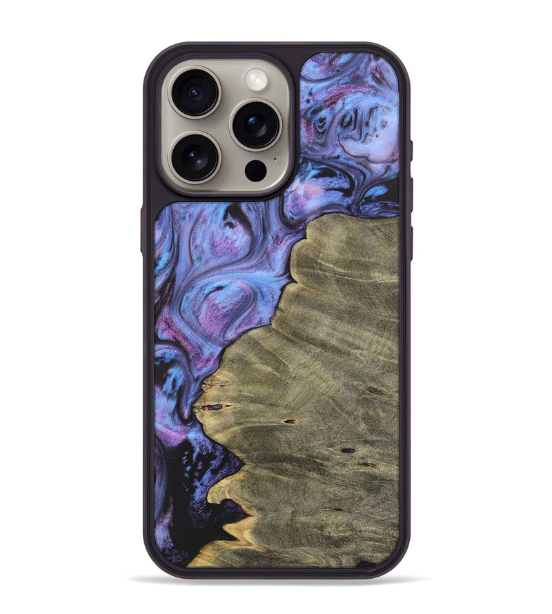 iPhone 15 Pro Max Wood+Resin Phone Case - Dena (Purple, 700069)