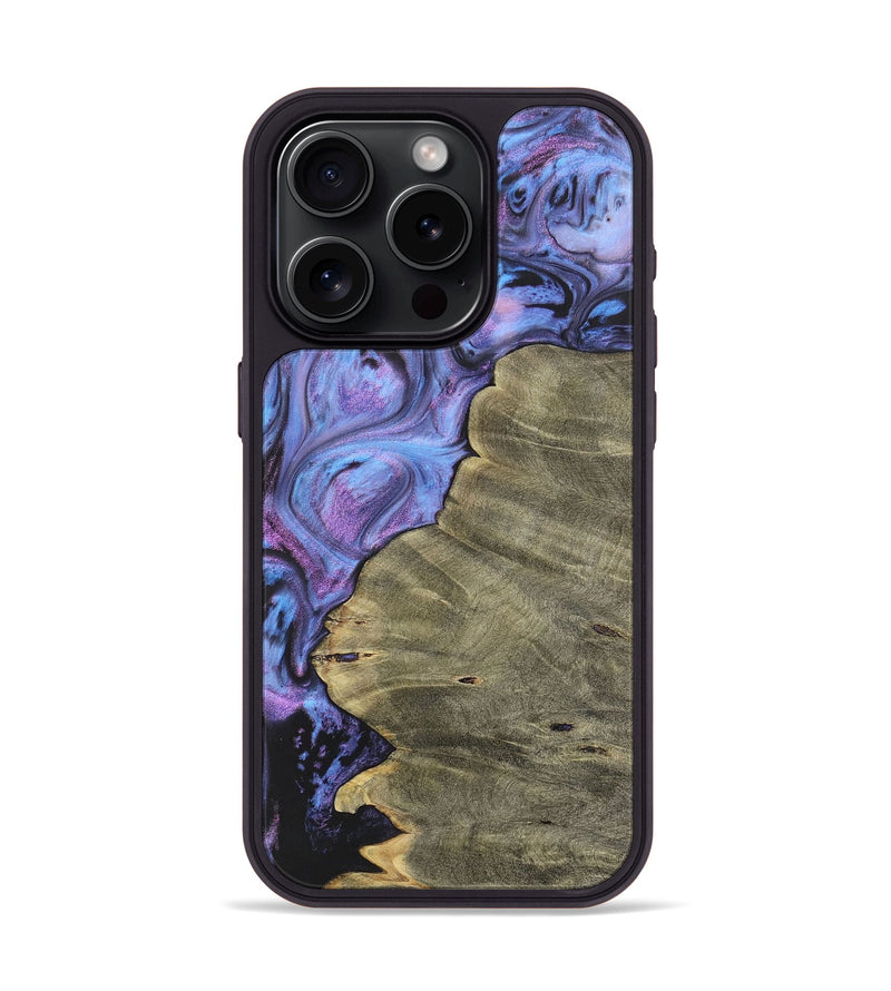 iPhone 15 Pro Wood+Resin Phone Case - Dena (Purple, 700069)