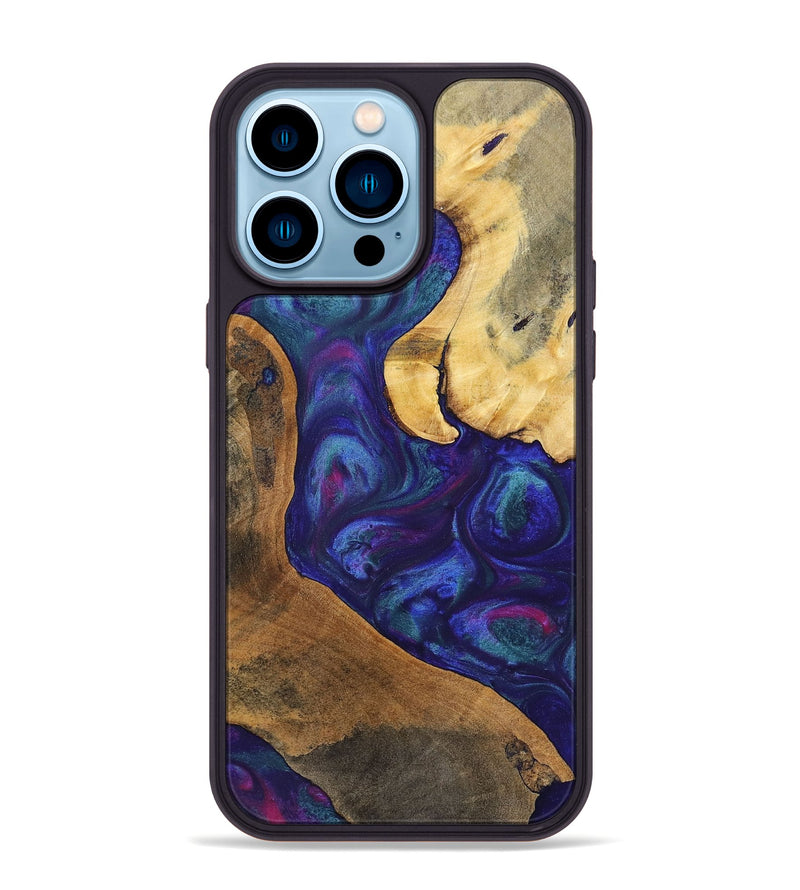 iPhone 14 Pro Max Wood+Resin Phone Case - Daniel (Purple, 700073)