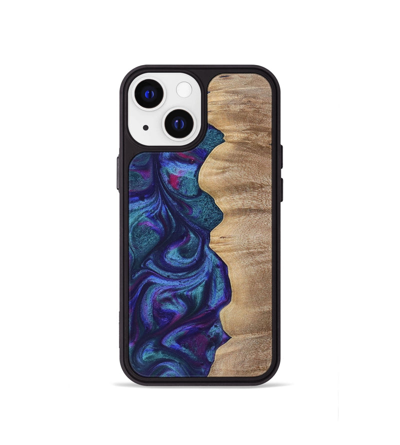 iPhone 13 mini Wood+Resin Phone Case - Kris (Purple, 700077)