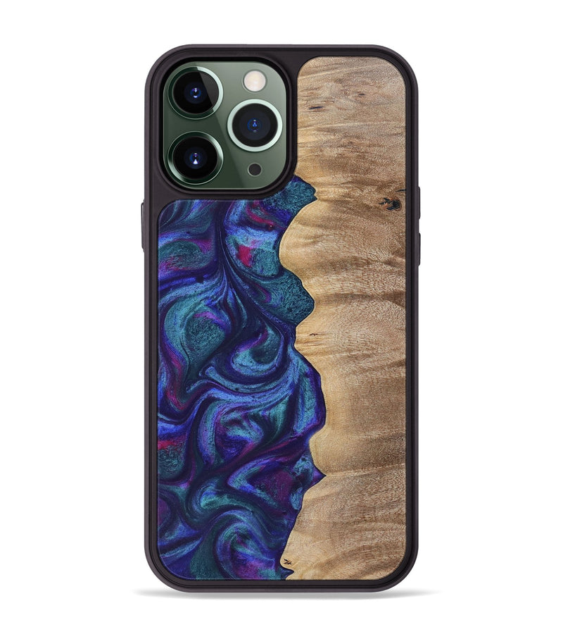 iPhone 13 Pro Max Wood+Resin Phone Case - Kris (Purple, 700077)