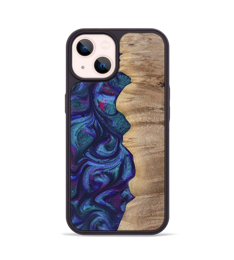 iPhone 14 Wood+Resin Phone Case - Kris (Purple, 700077)