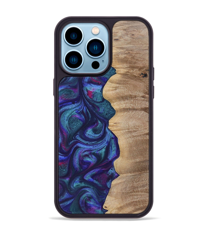 iPhone 14 Pro Max Wood+Resin Phone Case - Kris (Purple, 700077)