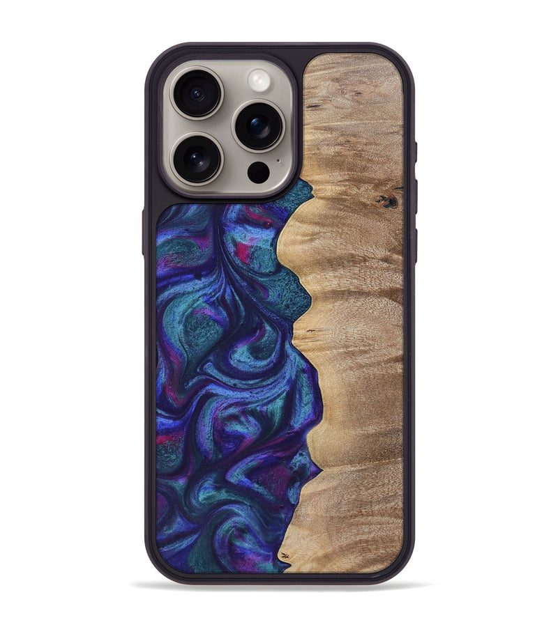 iPhone 15 Pro Max Wood+Resin Phone Case - Kris (Purple, 700077)