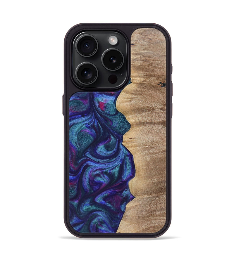 iPhone 15 Pro Wood+Resin Phone Case - Kris (Purple, 700077)