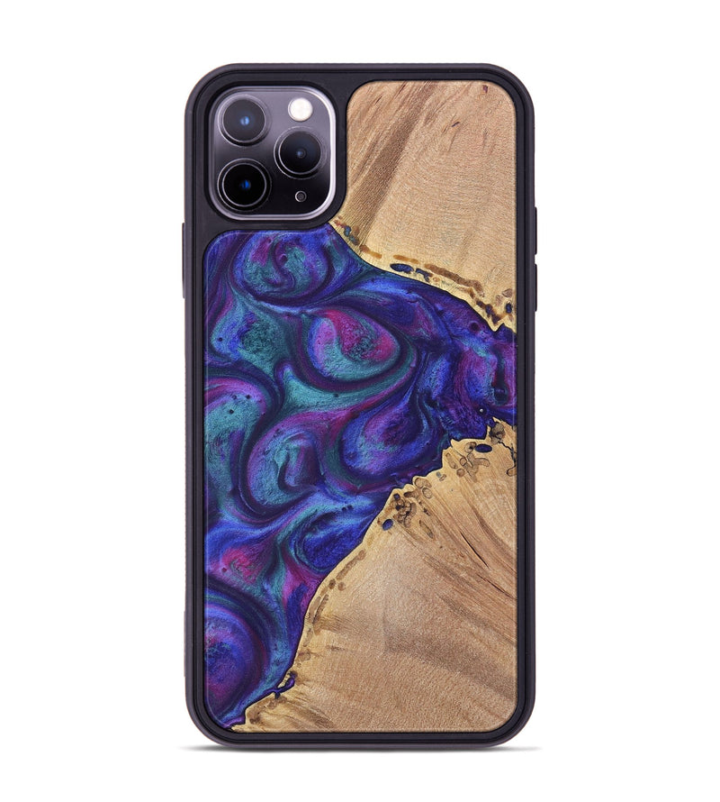 iPhone 11 Pro Max Wood+Resin Phone Case - Nick (Purple, 700078)