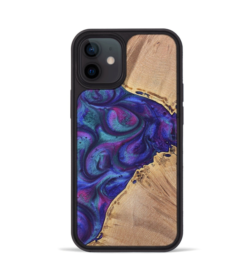 iPhone 12 Wood+Resin Phone Case - Nick (Purple, 700078)