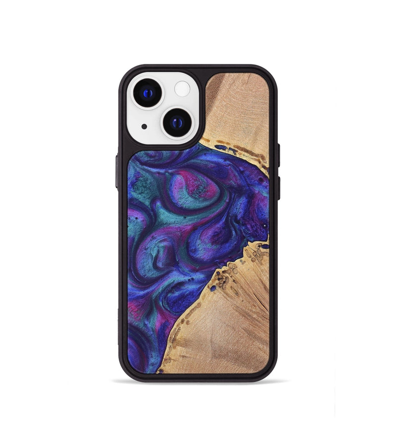iPhone 13 mini Wood+Resin Phone Case - Nick (Purple, 700078)