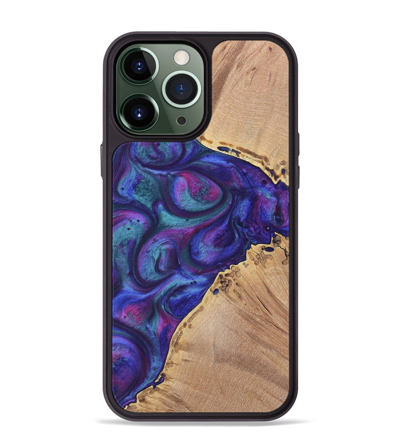 iPhone 13 Pro Max Wood+Resin Phone Case - Nick (Purple, 700078)