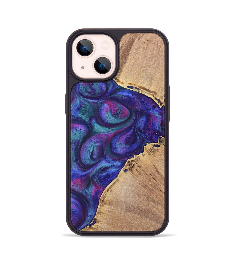 iPhone 14 Wood+Resin Phone Case - Nick (Purple, 700078)