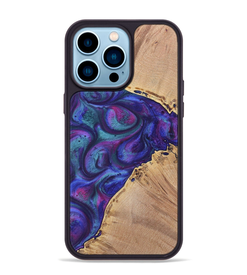iPhone 14 Pro Max Wood+Resin Phone Case - Nick (Purple, 700078)
