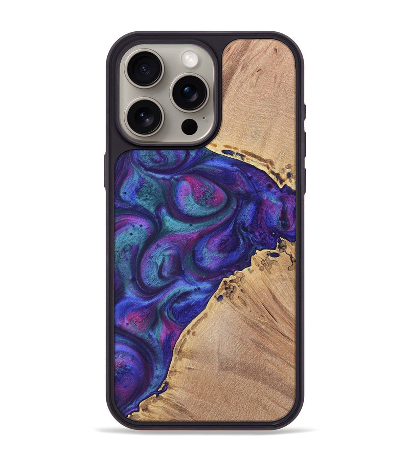 iPhone 15 Pro Max Wood+Resin Phone Case - Nick (Purple, 700078)