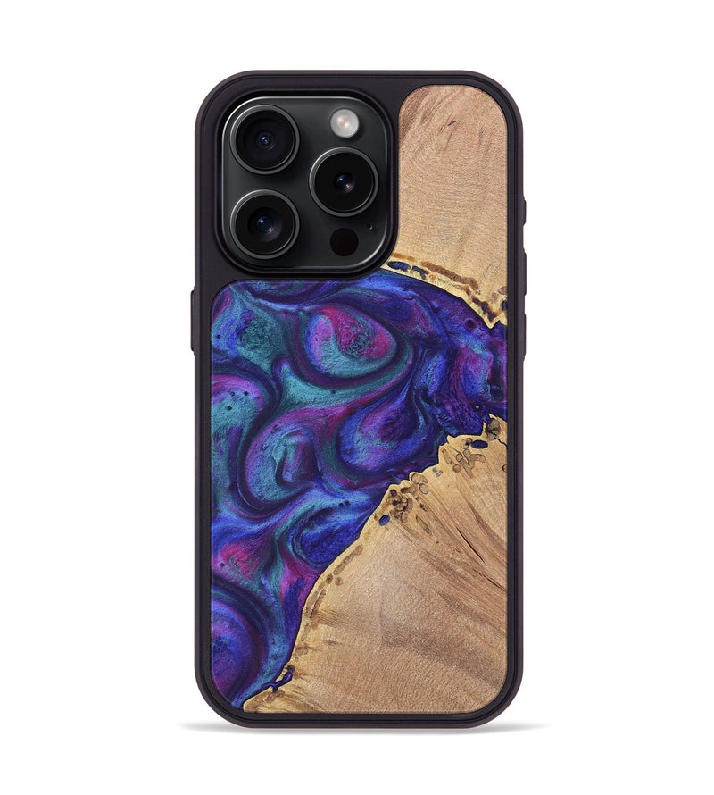 iPhone 15 Pro Wood+Resin Phone Case - Nick (Purple, 700078)