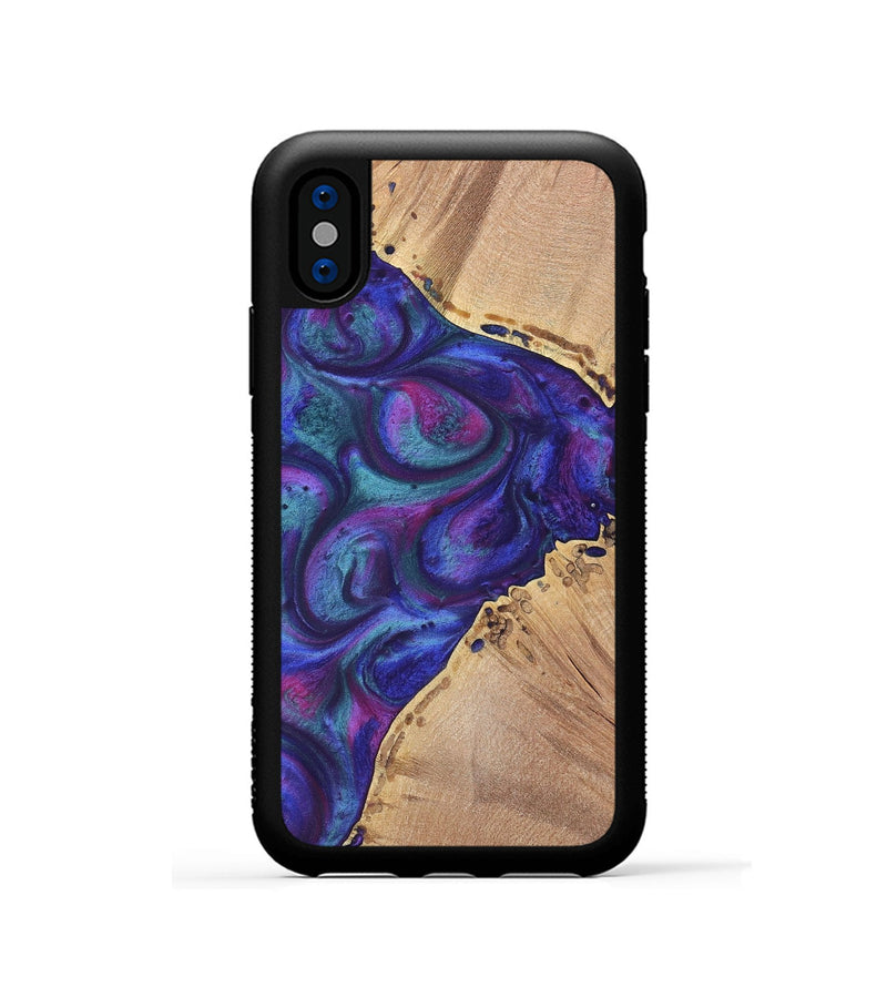 iPhone Xs Wood+Resin Phone Case - Nick (Purple, 700078)