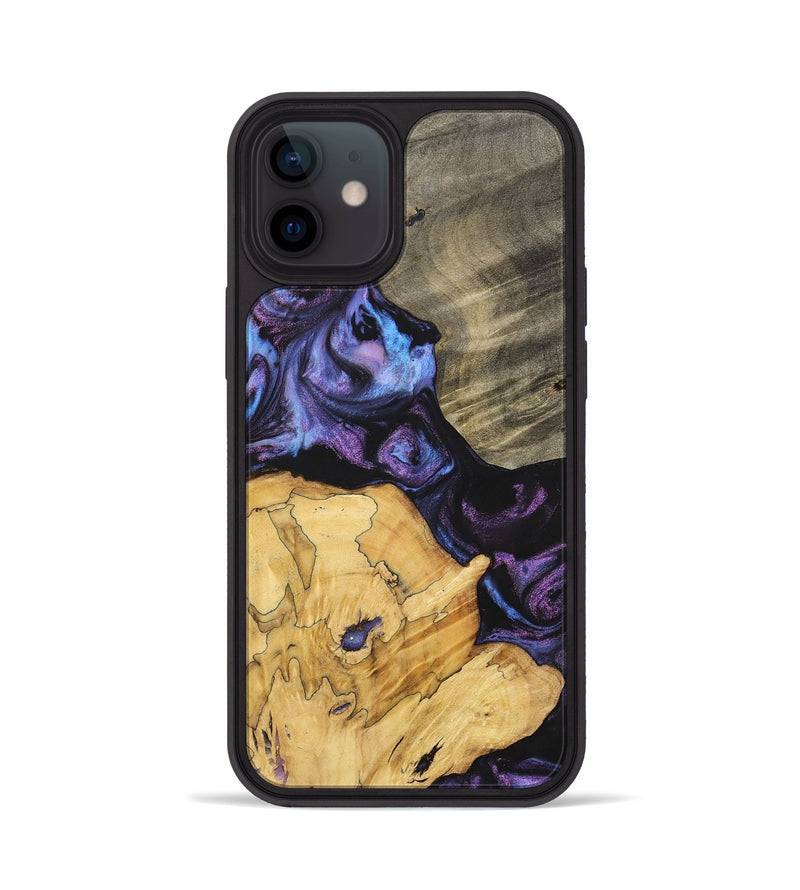 iPhone 12 Wood+Resin Phone Case - Diamond (Purple, 700080)