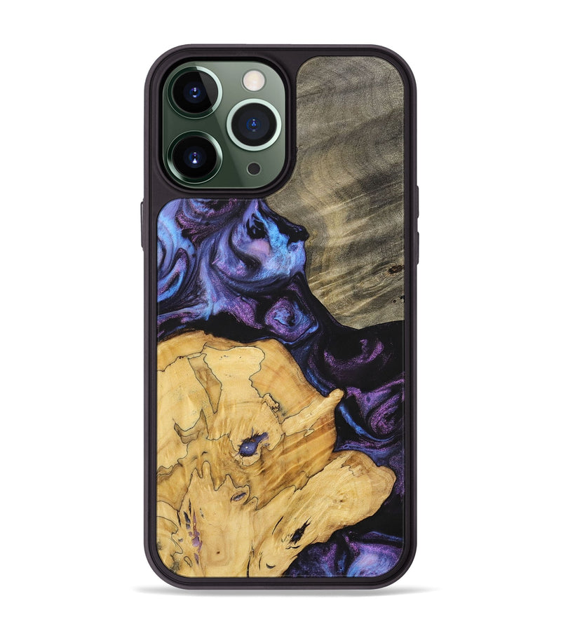 iPhone 13 Pro Max Wood+Resin Phone Case - Diamond (Purple, 700080)