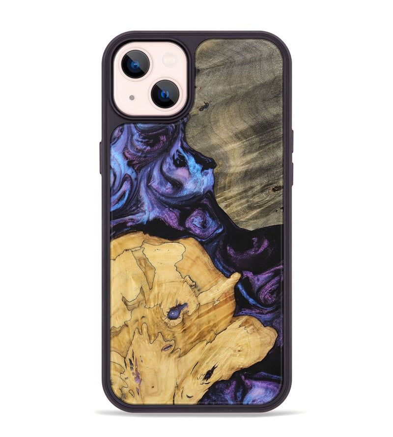iPhone 14 Plus Wood+Resin Phone Case - Diamond (Purple, 700080)