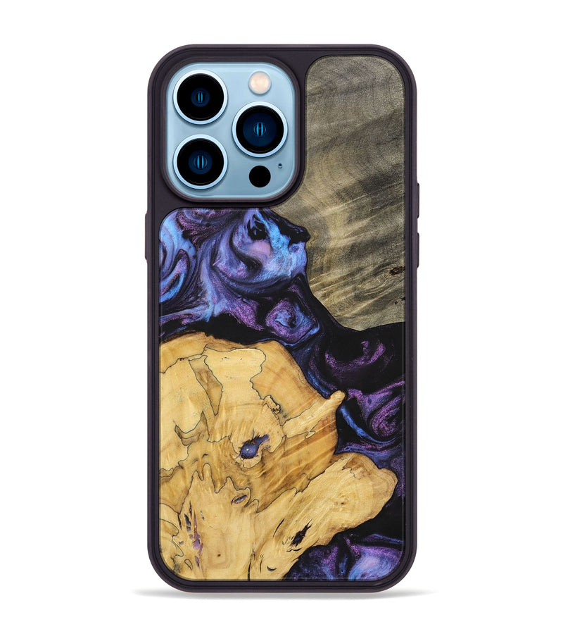 iPhone 14 Pro Max Wood+Resin Phone Case - Diamond (Purple, 700080)