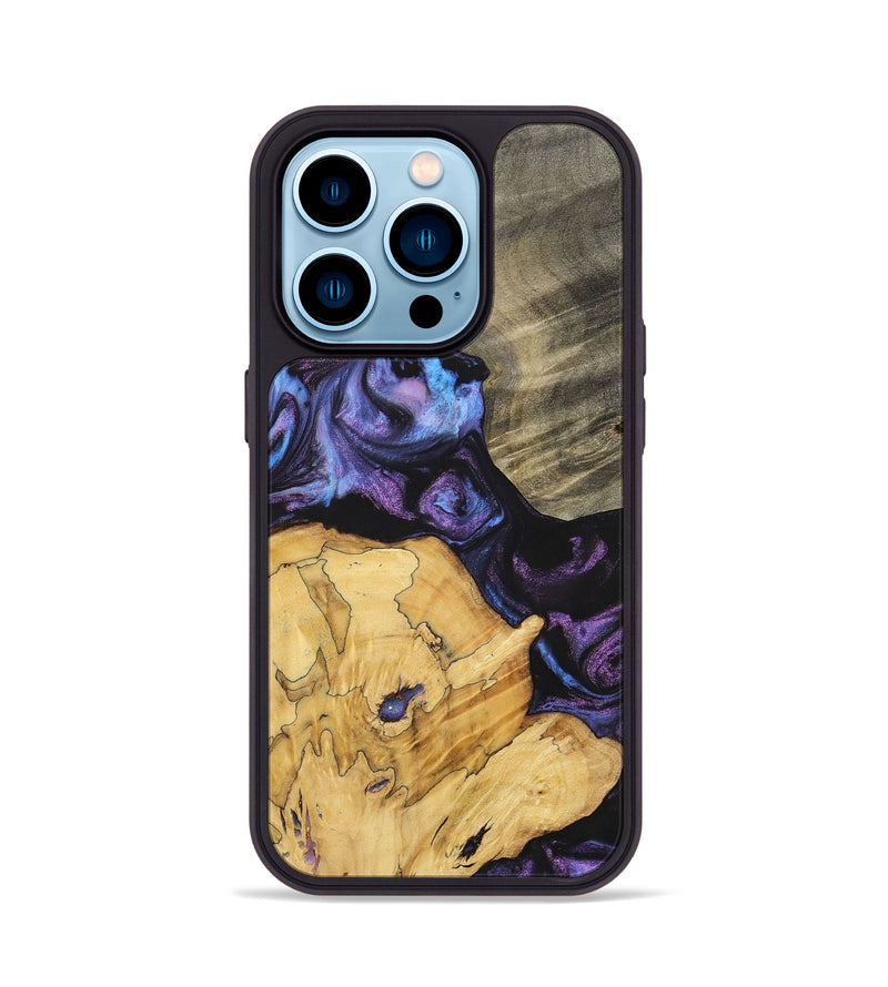 iPhone 14 Pro Wood+Resin Phone Case - Diamond (Purple, 700080)