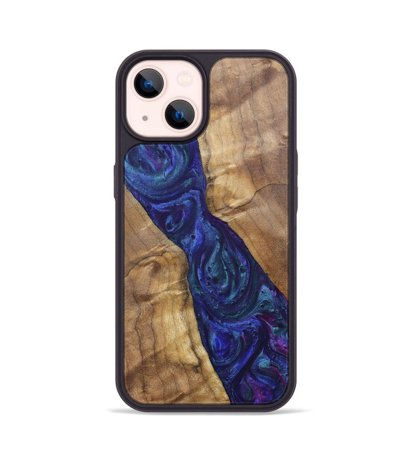 iPhone 14 Wood+Resin Phone Case - Ronnie (Purple, 700086)