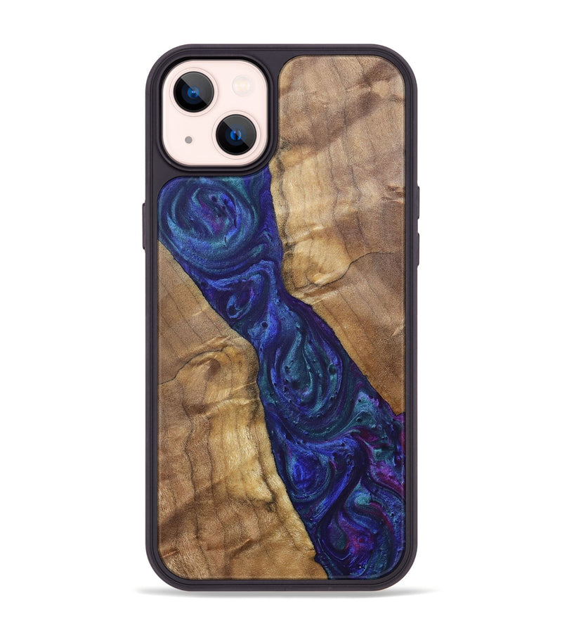 iPhone 14 Plus Wood+Resin Phone Case - Ronnie (Purple, 700086)
