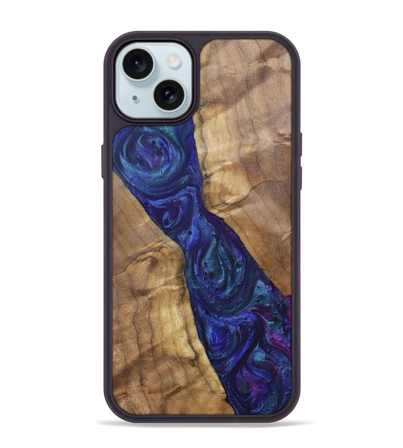 iPhone 15 Plus Wood+Resin Phone Case - Ronnie (Purple, 700086)