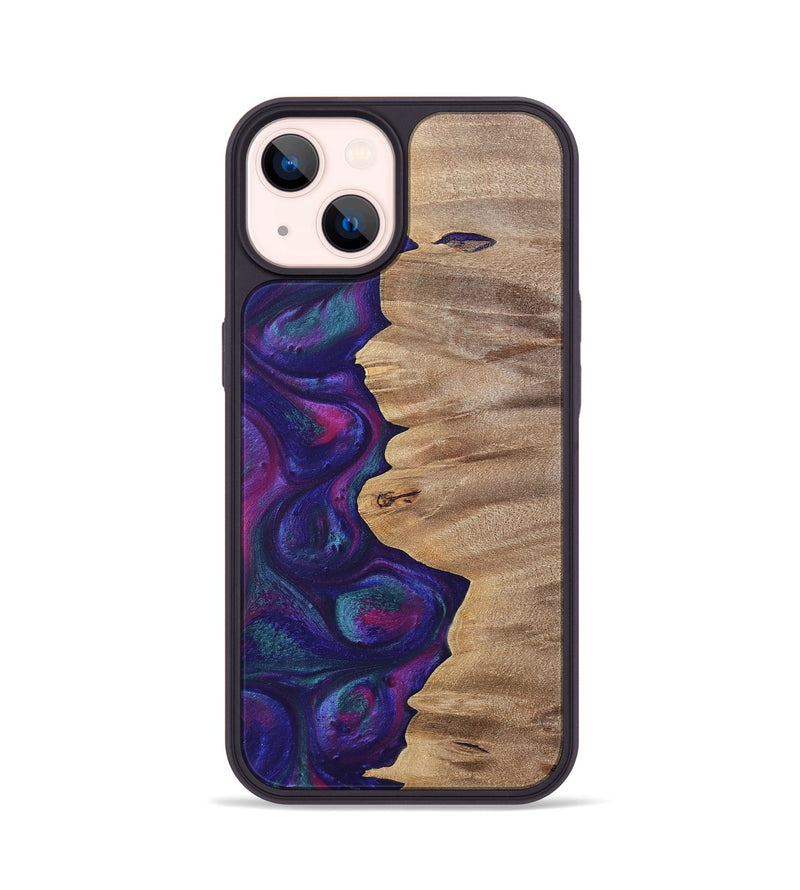 iPhone 14 Wood+Resin Phone Case - Lucille (Purple, 700089)