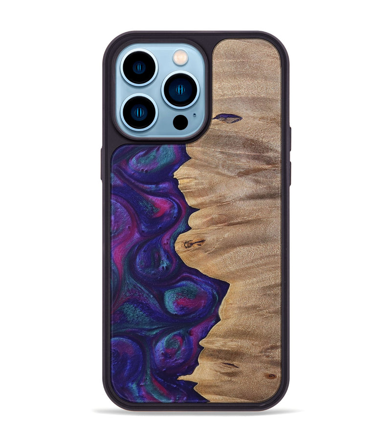iPhone 14 Pro Max Wood+Resin Phone Case - Lucille (Purple, 700089)