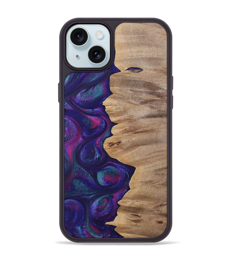 iPhone 15 Plus Wood+Resin Phone Case - Lucille (Purple, 700089)