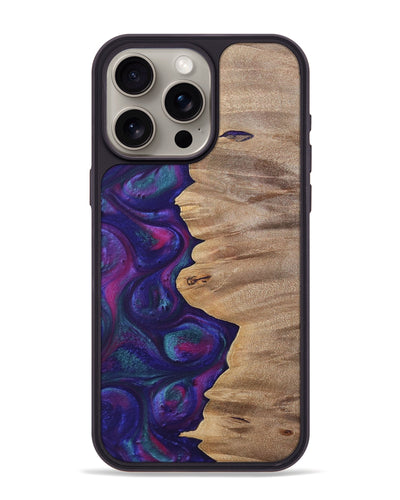 iPhone 15 Pro Max Wood+Resin Phone Case - Lucille (Purple, 700089)